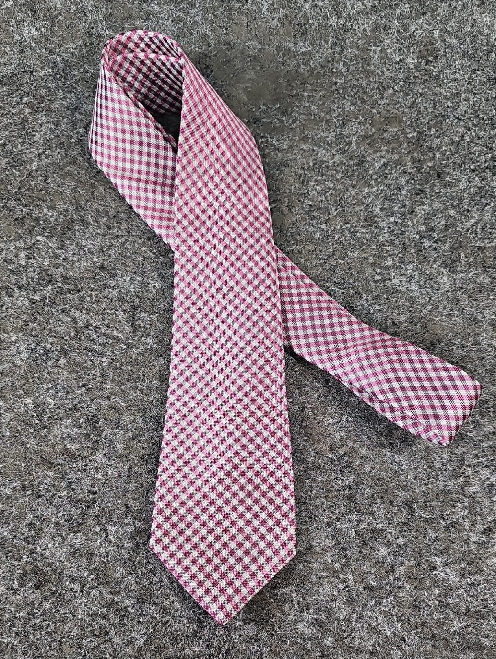 Vtg Lauren Ralph Lauren Neck Tie, Silk, Pink Black White Check, Aprx 60"